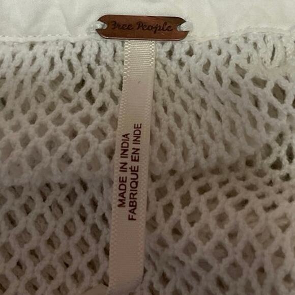 Free People Siggi White Button Open Knit Long Sleeve Sheer Shirt Blouse Top XS - Picture 4 of 5